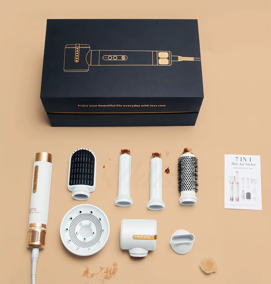 7 In 1 Hair Dryer Brush Brushless High Speed Hair Dryer with Diffuser Ionic Blow Dryer Hot Air Styling Comb Auto Hair Curler